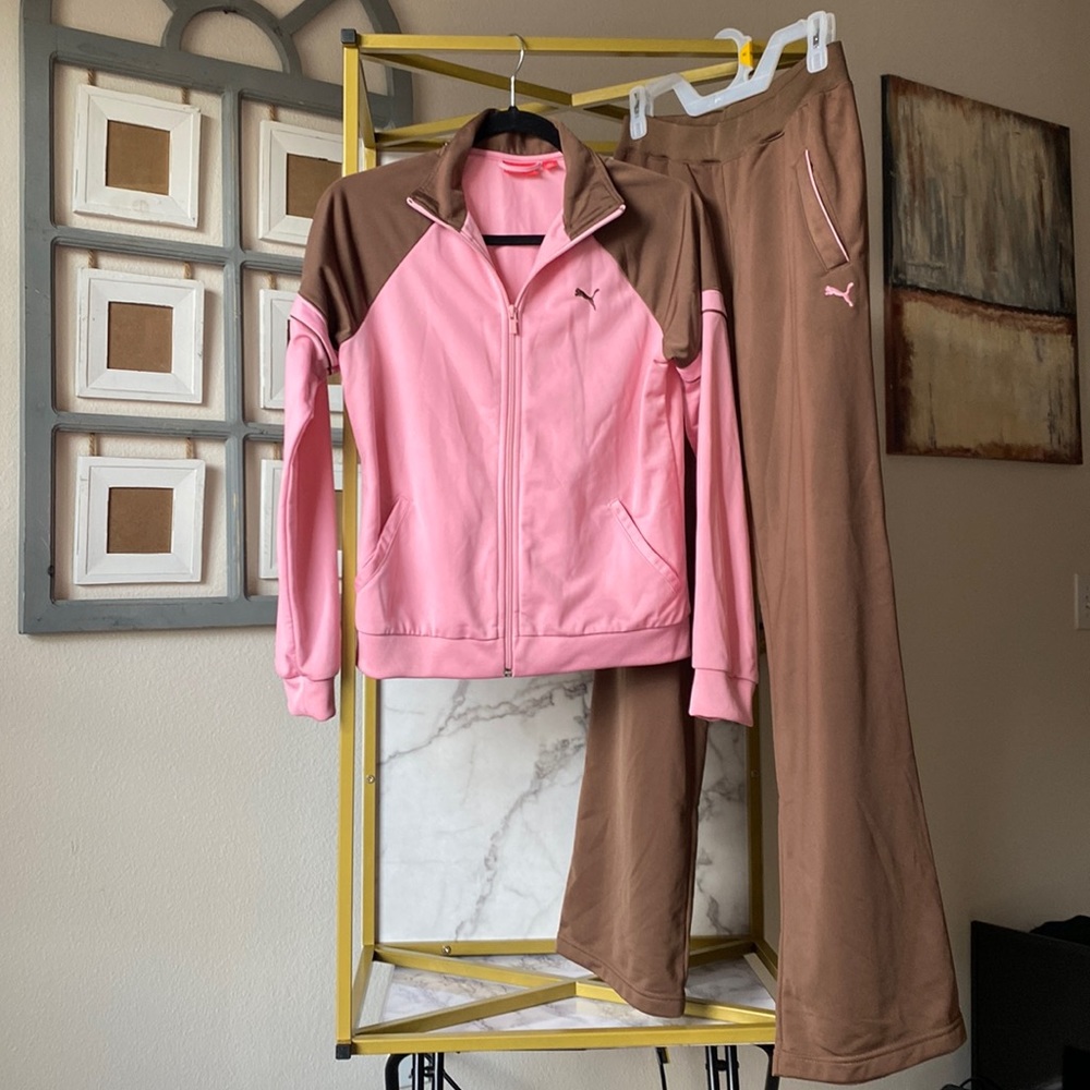 RARE Puma Pink and Brown Track Suit - Vintage Y2K
